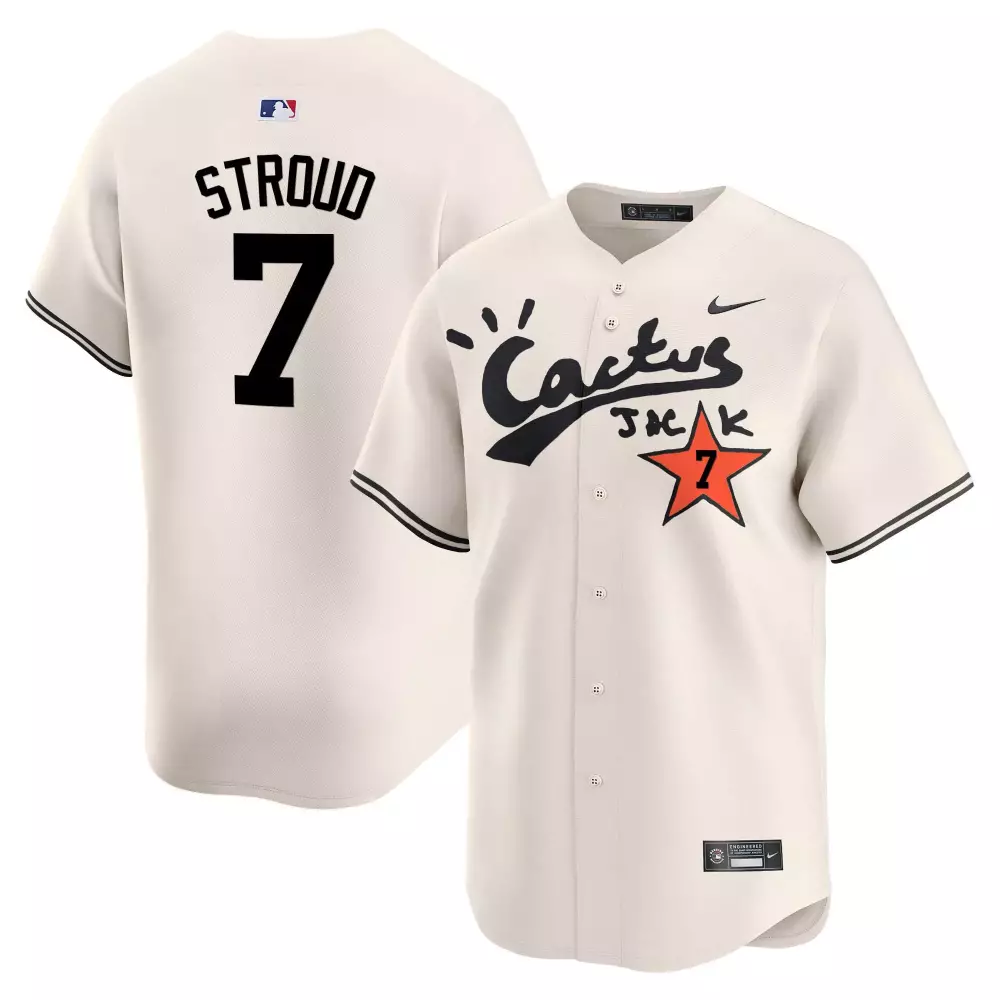 Cj Stroud 7 Astros Jersey Cream Cactus Jack Men Black Orange Vapor Premier Limited