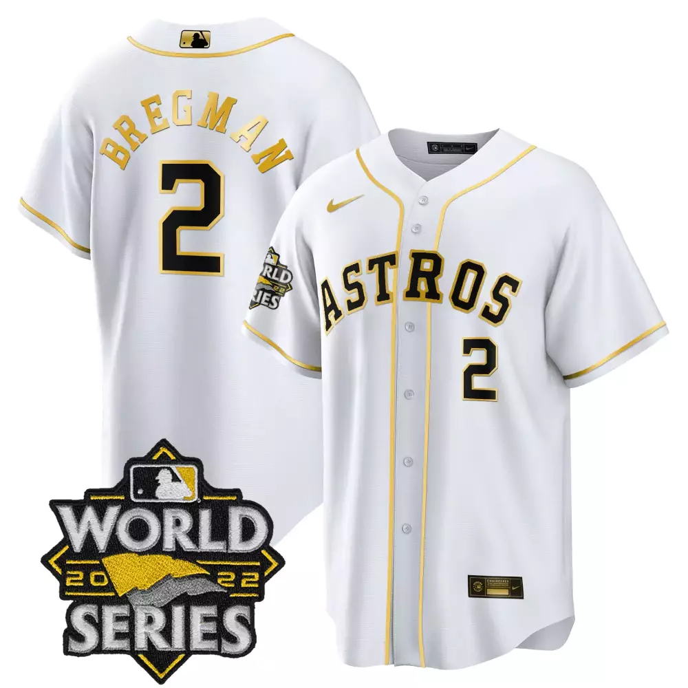 Alex Bregman 2 Astros Jersey White World Series 2022 Men Gold Black Cool All Stitched