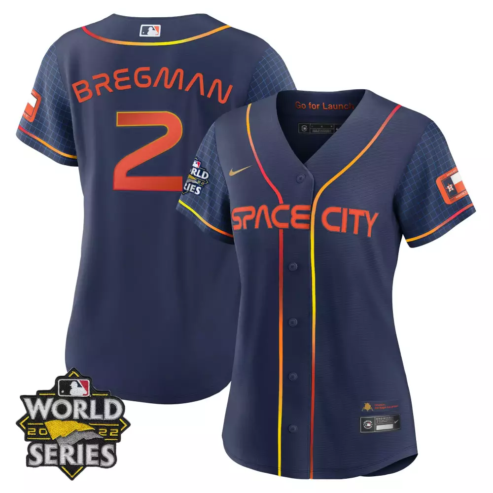 Alex Bregman 2 Houston Astros Jersey Navy World Series 2022 Men Orange Yellow Red
