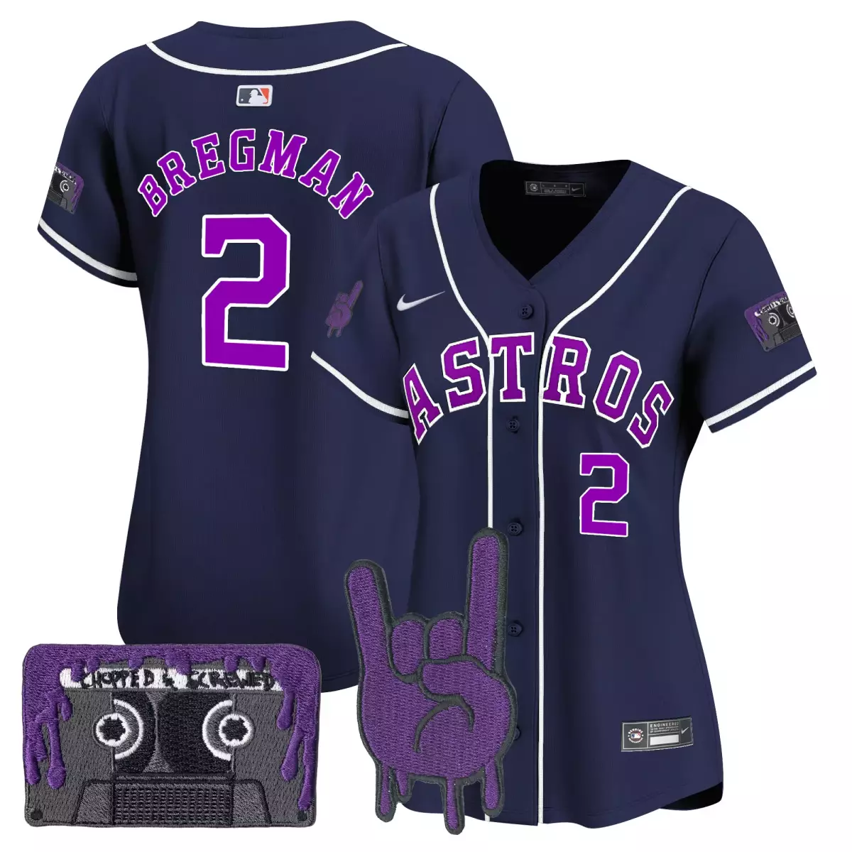 Bregman Dj 2 Astros Jersey Navy City Connect Cassette Tape Rock Hand Men Purple White