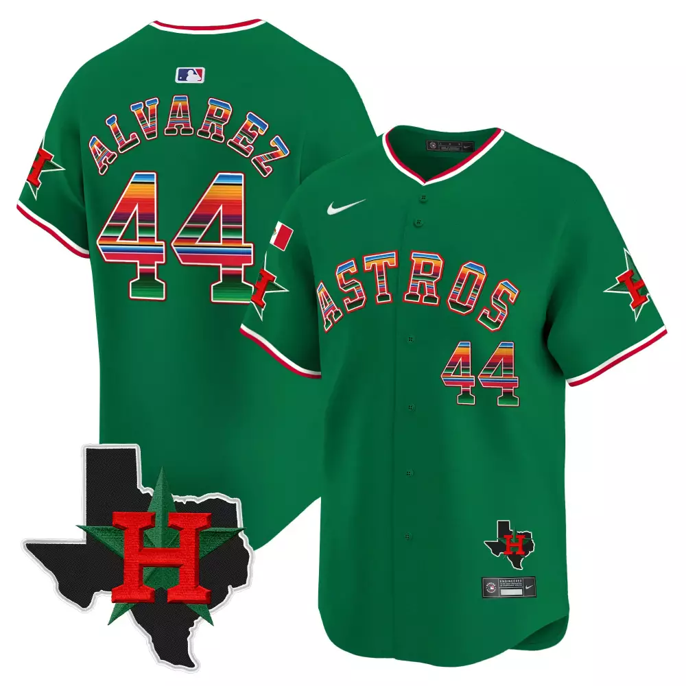 Yordan Alvarez 44 Astros Jersey Green Cinco De Mayo Texas Men Custom Design Red White
