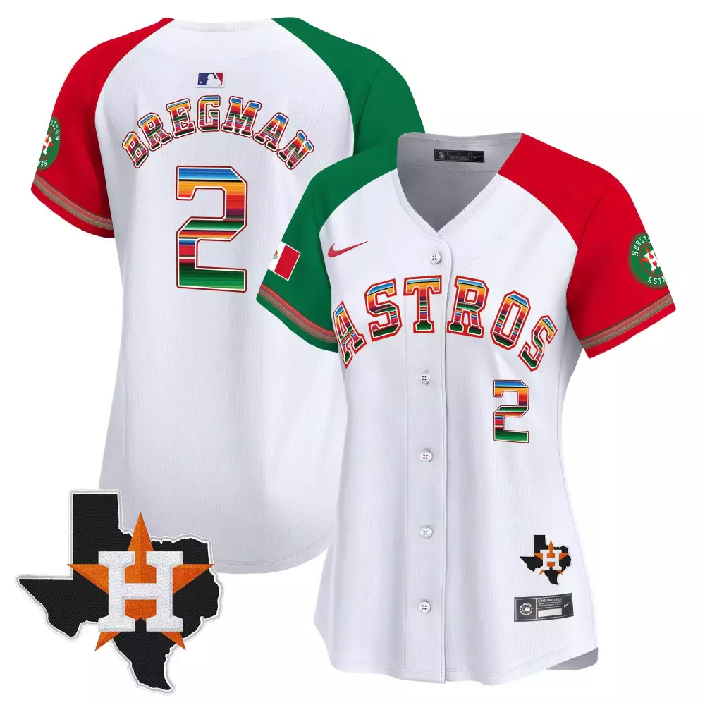 Alex Bregman 2 Astros Jersey White City Connect Mexico Flag Houston Texas Men Split