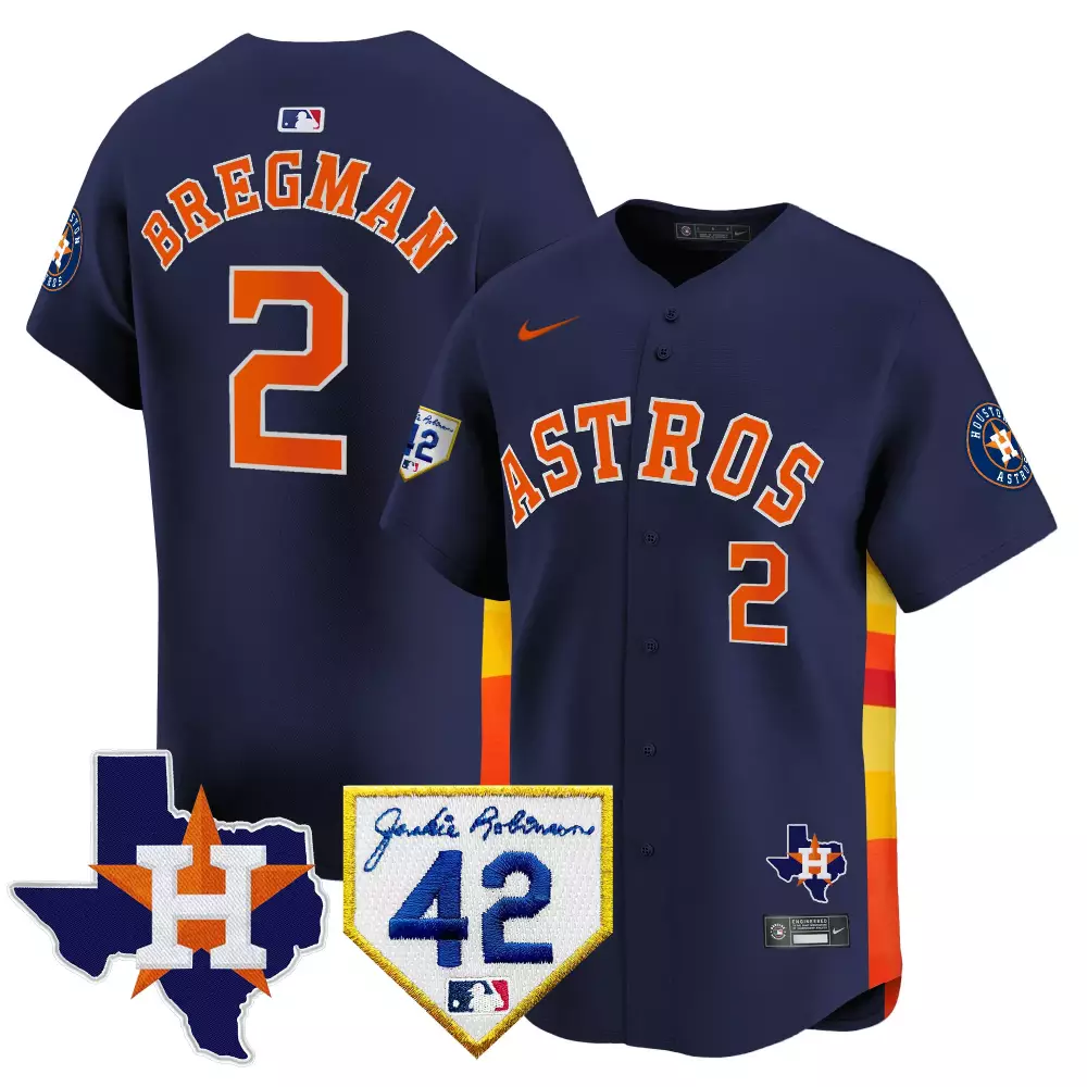 Alex Bregman 2 Astros Jersey Navy Jackie Robinson Day 42 Texas Outline Men Orange