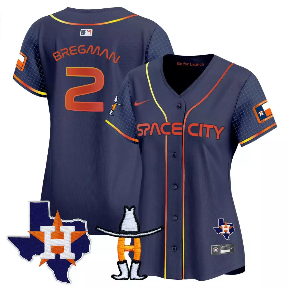 Alex Bregman 2 Houston Astros Jersey Navy Space City Texas Flag 2024 Women Split Design