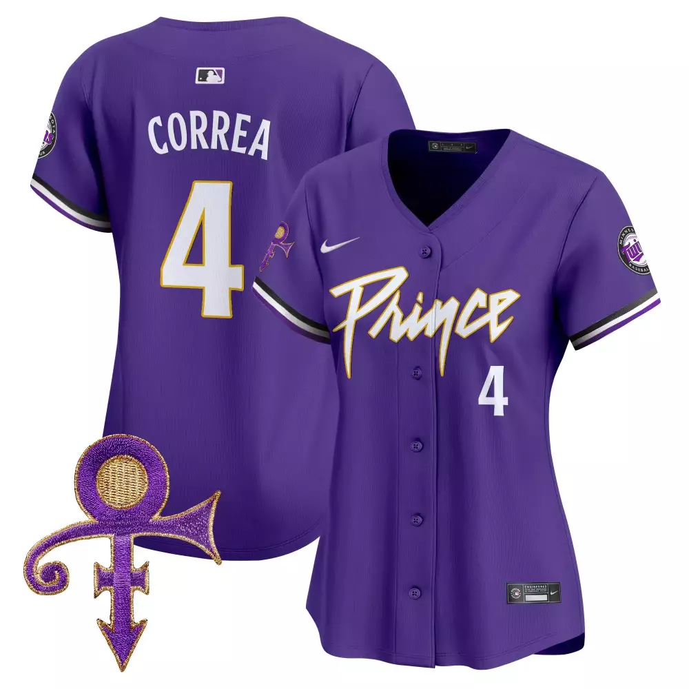 Correa Prince 4 Minnesota Twins Jersey Purple Symbol Men Alternate White Gold All