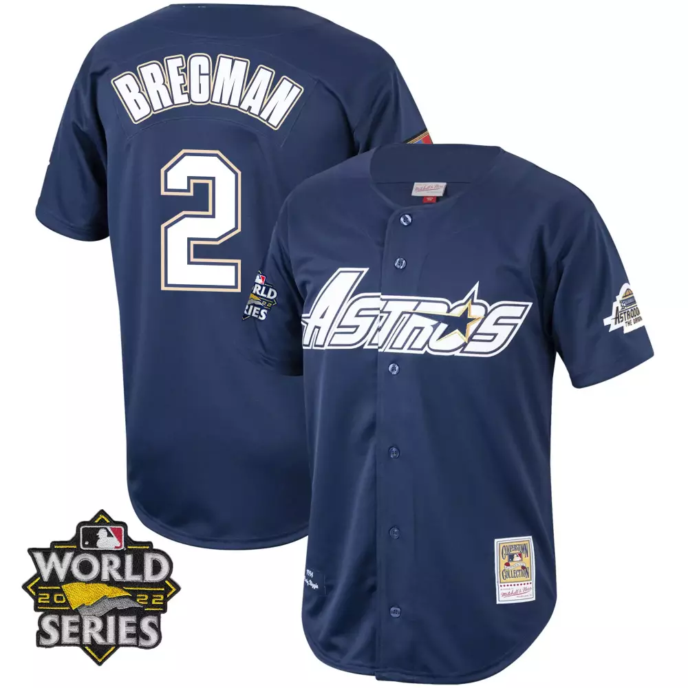Alex Bregman 2 Astros Jersey Navy 2022 World Series Men White Gold Cooperstown All