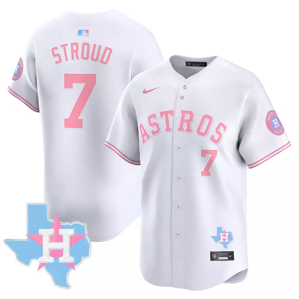Cj Stroud 7 Astros Jersey White Texas Shape Men Alternate Pink Light Blue Unisex