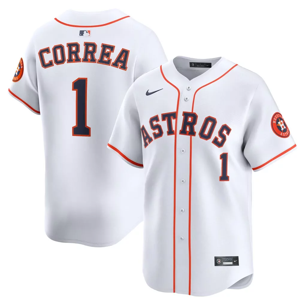 Carlos Correa 1 Houston Astros Jersey White Men Navy Orange Home Limited