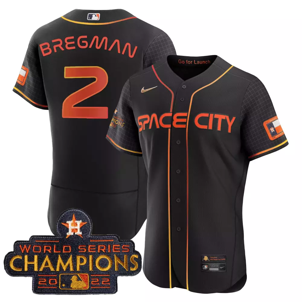 Alex Bregman 2 Houston Astros Jersey Black Space City World Series Champions 2022