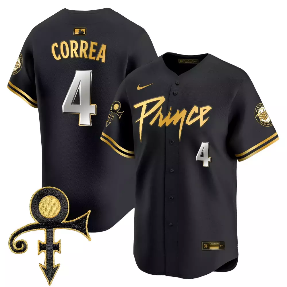 Correa Prince 4 Minnesota Twins Jersey Black Symbol Men Gold Silver All Stitched