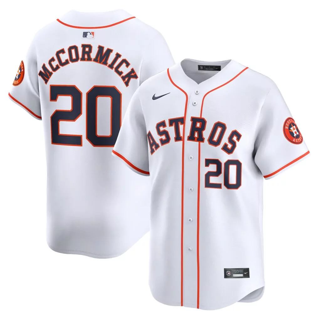 Chas Mccormick 20 Astros Jersey White Men Navy Orange Home Limited