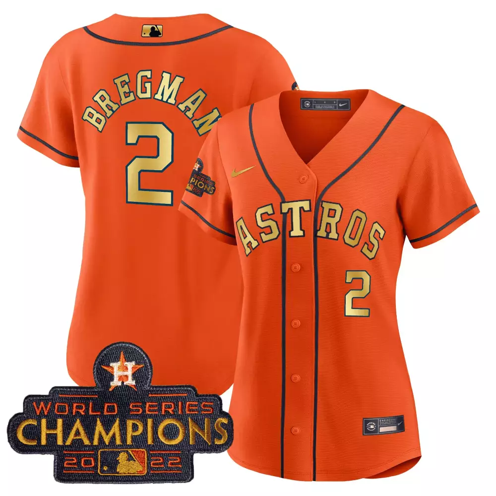 Alex Bregman 2 Astros Jersey Orange World Series Champions 2022 Men Navy Blue All