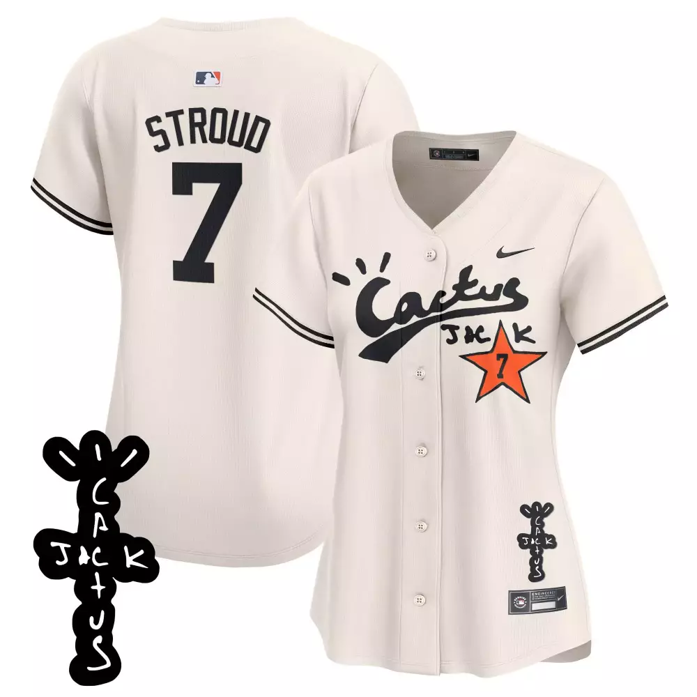 Cj Stroud 7 Houston Astros Jersey Cream Cactus Jack Men Black Orange Vapor Premier