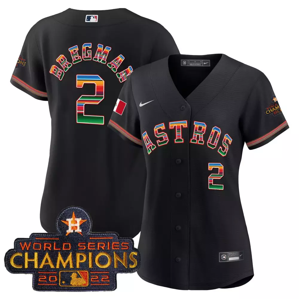 Alex Bregman 2 Astros Jersey Black World Series Champions 2022 Men Split Design Red
