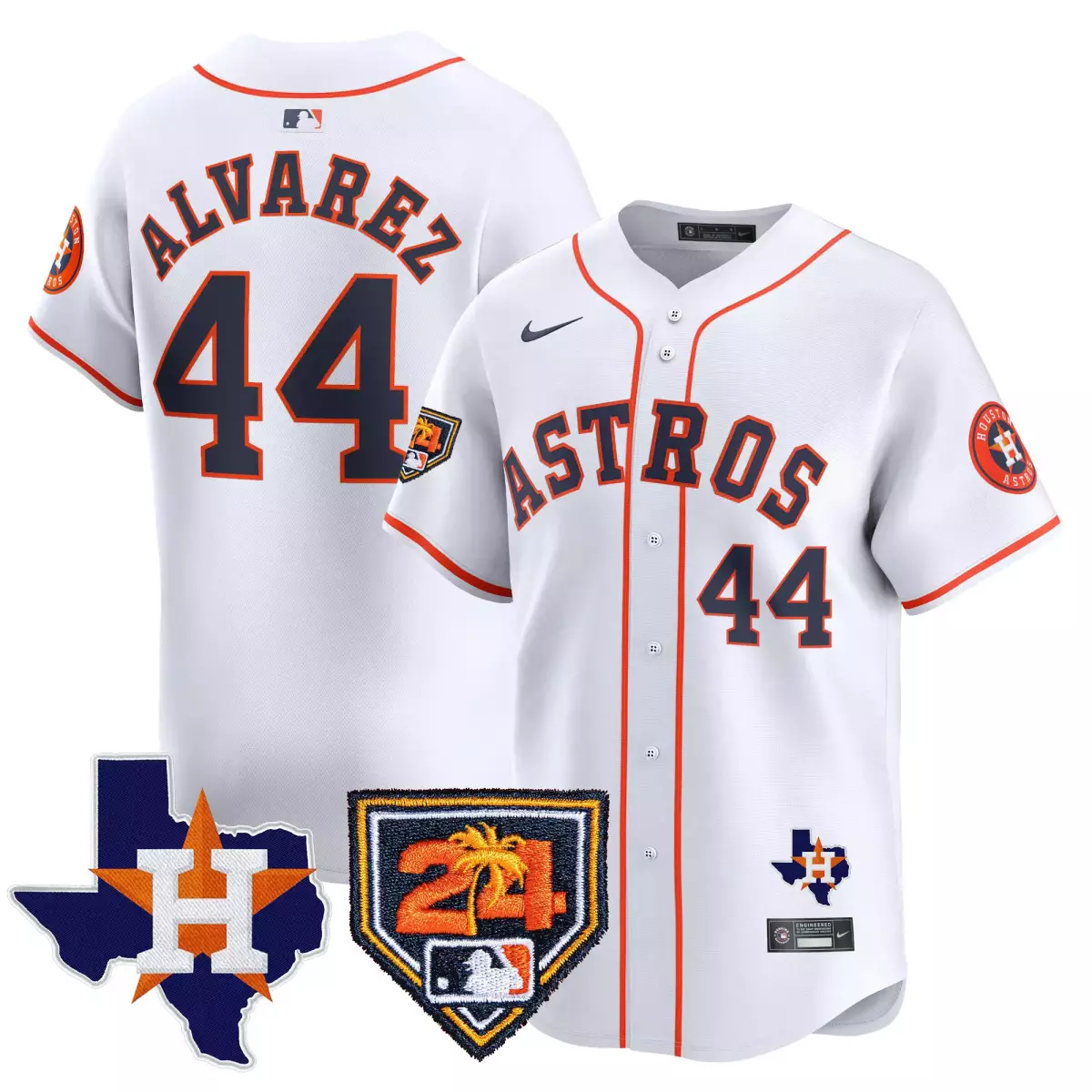 Alvarez Training 44 Astros Jersey White 2021 Season Houston Texas Map Team Men Orange