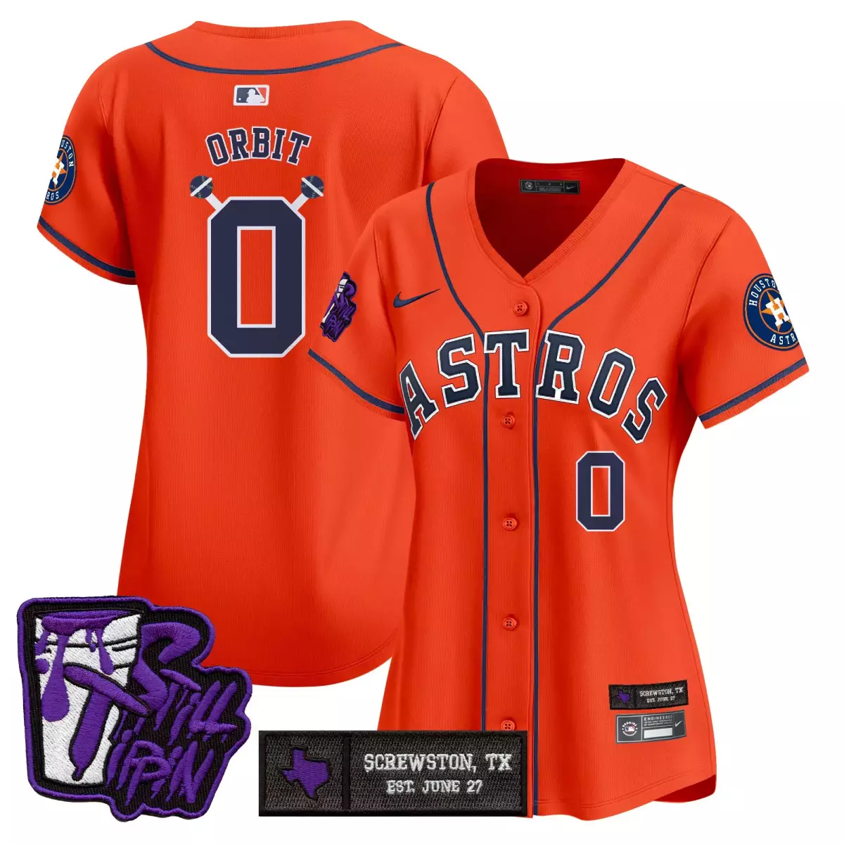 Orbit Dj Houston Astros Jersey Orange Still Trippin' Screwston, Tx June 27 Men Navy Blue