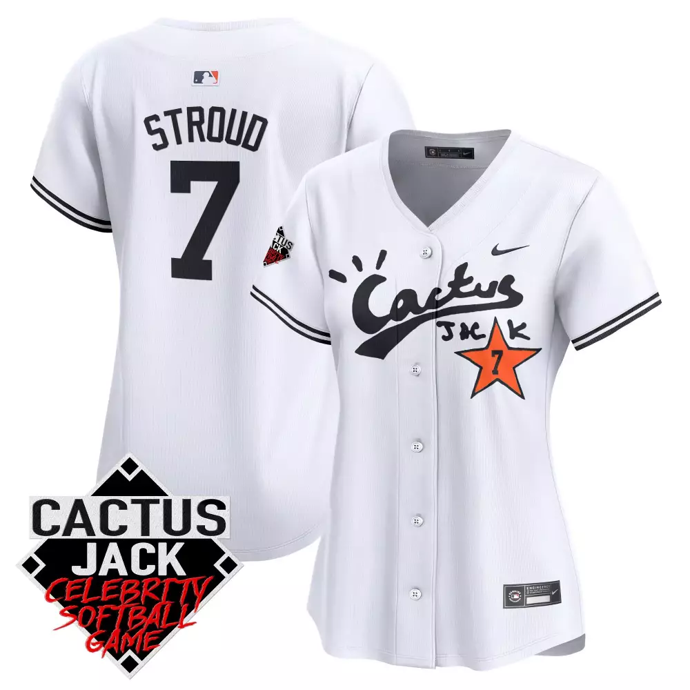 Cj Stroud 7 Cactus Jack Jersey White Black Game Vapor Premier Limited v2 All