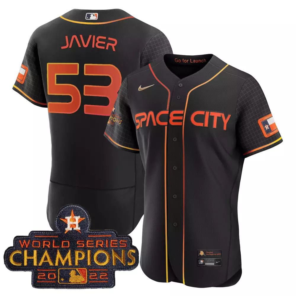 Cristian Javier 53 Houston Astros Jersey Black Space City World Series Champions 2022