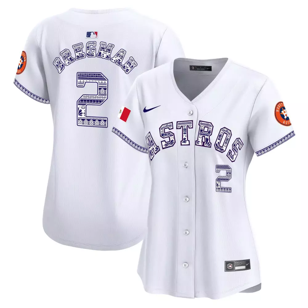 Alex Bregman 2 Astros Jersey White City Connect Mexico Flag 2023 Women MLB Custom Design