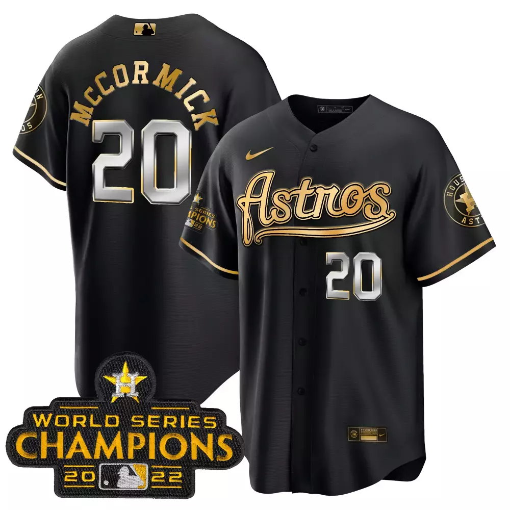 Chas Mccormick 20 Astros Jersey Black World Series Champions 2022 Men Replica Gold