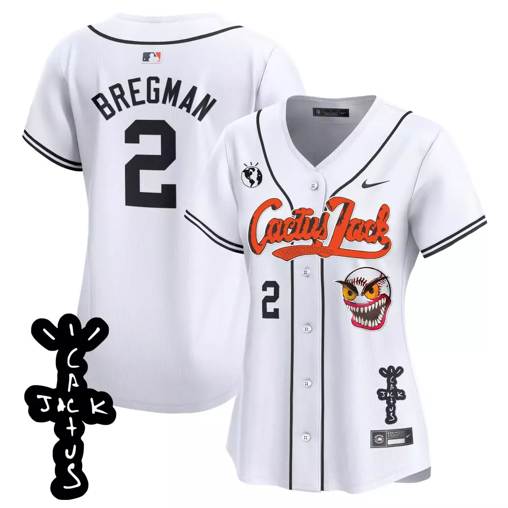 Alex Bregman 2 Astros Jersey White Cactus Jack Men Black Orange Vapor Premier Limited