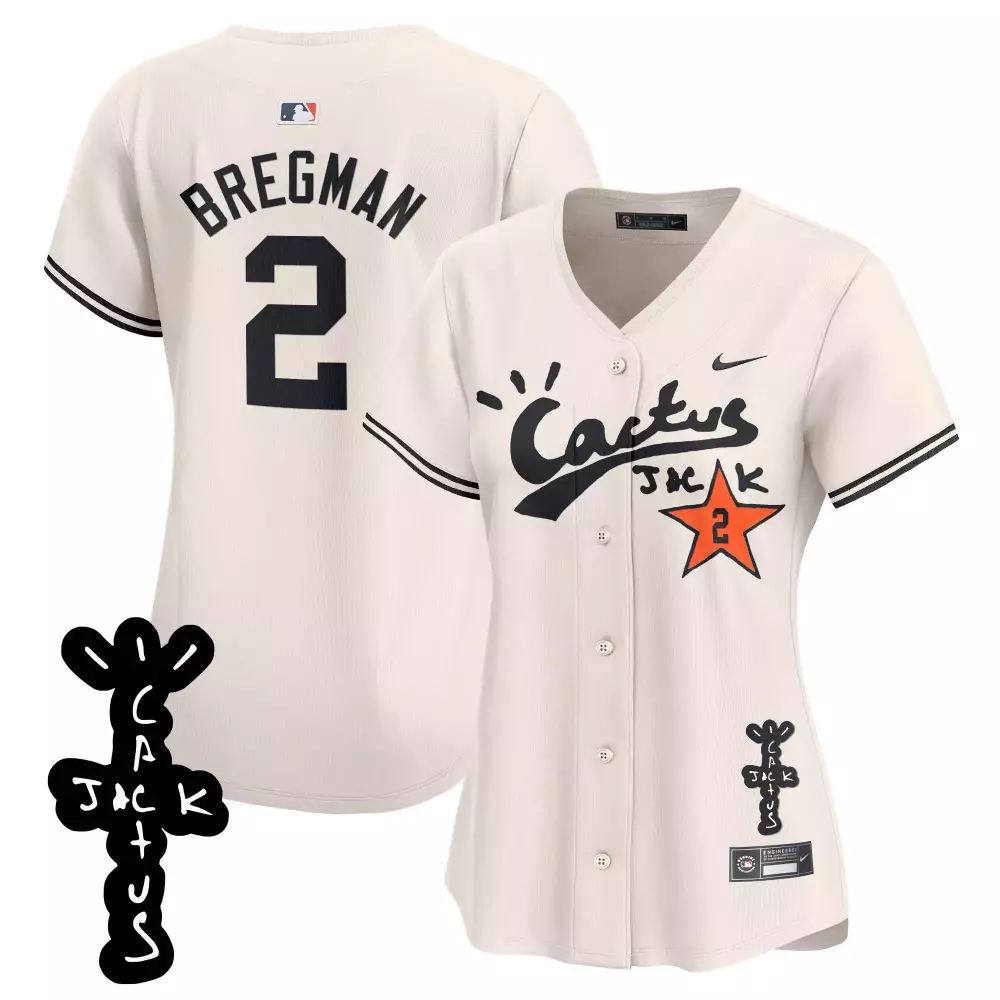 Alex Bregman 2 Houston Astros Jersey Cream Cactus Jack Men Black Orange Vapor Premier