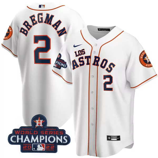 Alex Bregman 2 Houston Astros Jersey White World Series Champions 2022 Men Orange