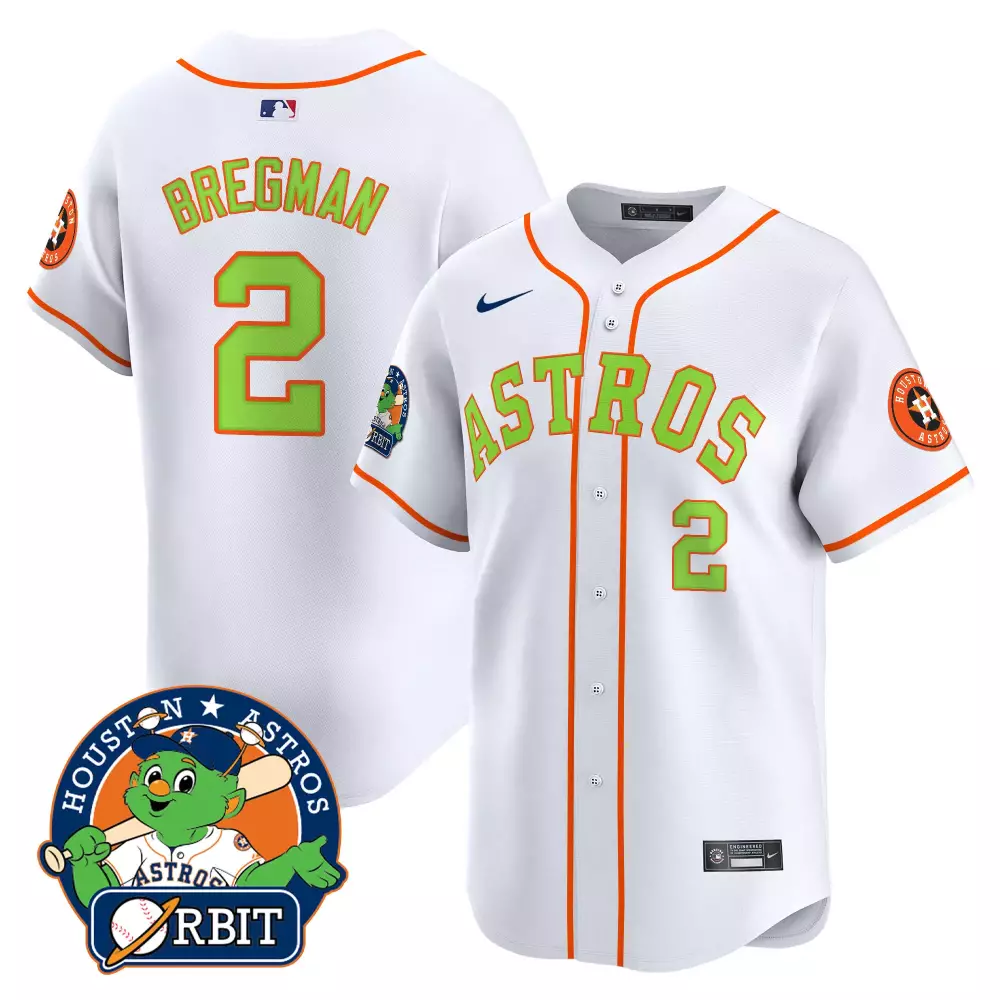 Alex Bregman 2 Houston Astros Jersey White Orbit Mascot Men Orange Neon Green Vapor