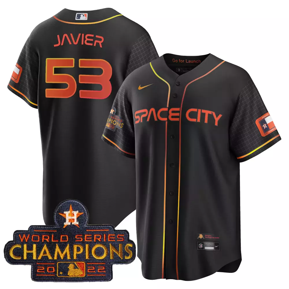 Cristian Javier 53 Houston Astros Jersey Black Space City World Series Champions 2022