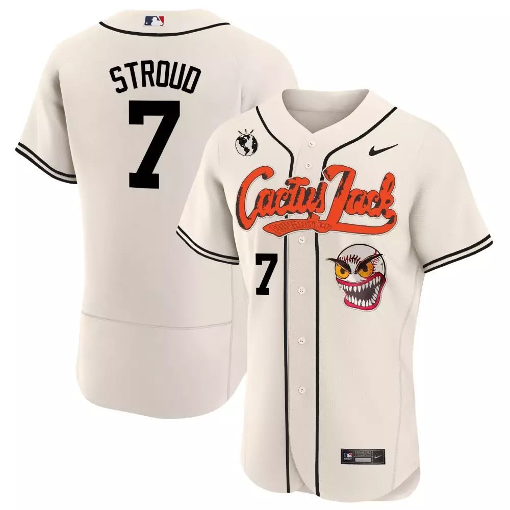 Cj Stroud 7 Jersey Cream Cactus Jack Foundation Men Split Design Black Orange Flex