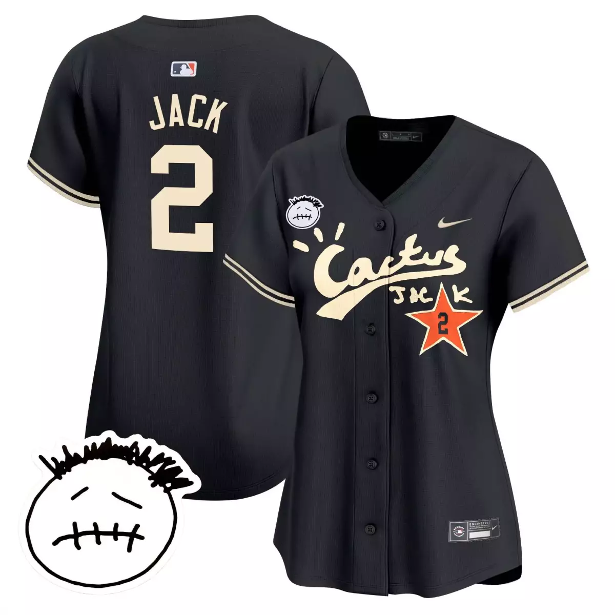 Jack Cactus 2 Houston Astros Jersey Black Star Men Cream Orange Vapor Premier Limited