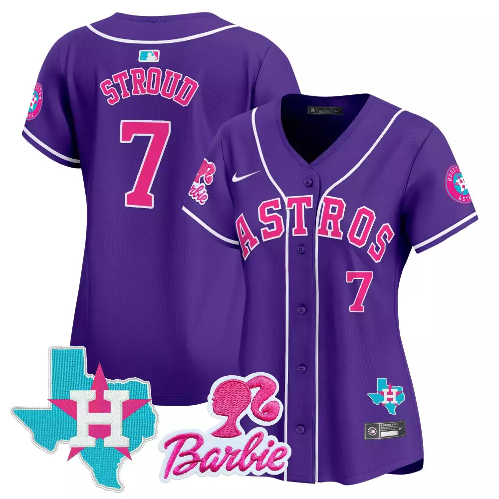 Cj Stroud 7 Astros Jersey Purple Barbie Texas Star 2024 Men Alternate Pink White