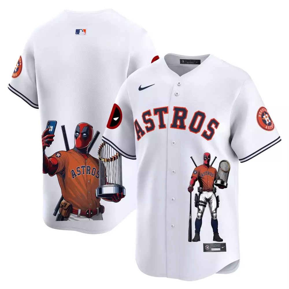 Deadpool Houston Astros Jersey White Men Orange Navy Unisex Vapor Premier Limited