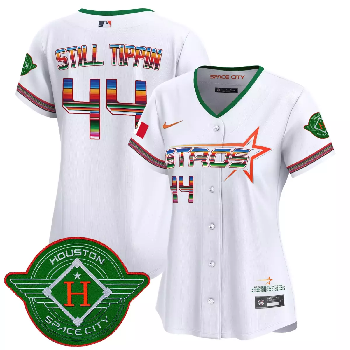 Still Tippin 44 Houston Astros Jersey White City Connect Space 2023 Women Split Custom Design