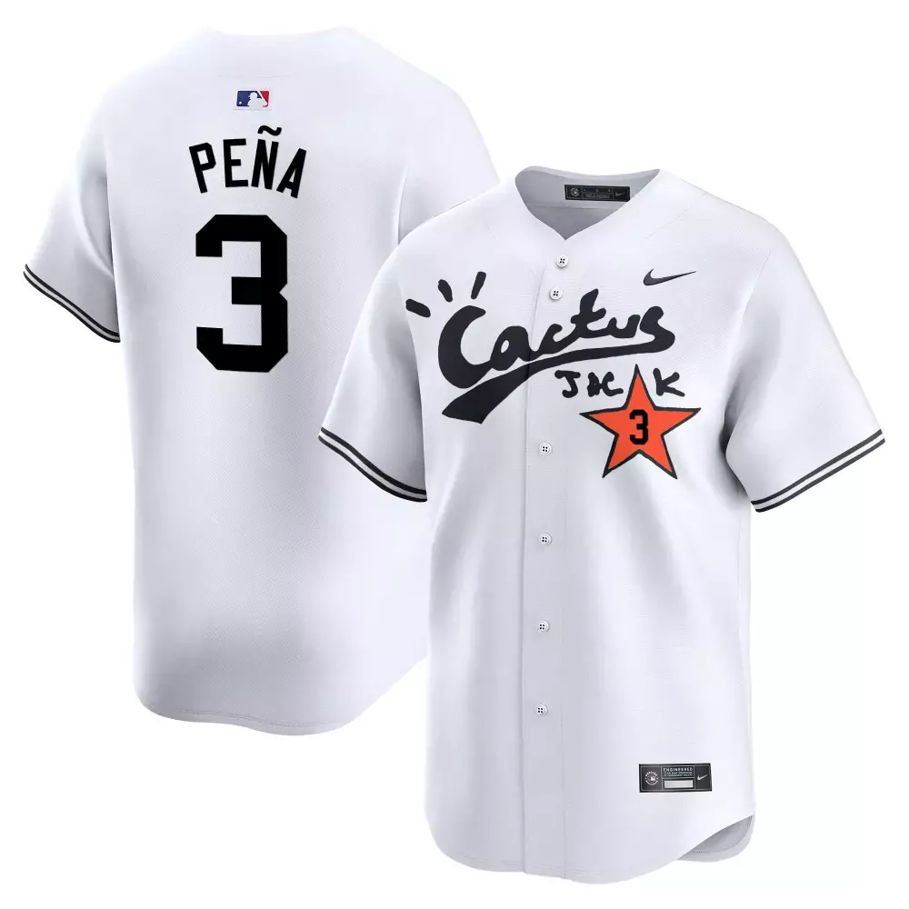 Jeremy Pea 3 Houston Astros Jersey White Cactus Jack Men Black Orange Vapor Premier