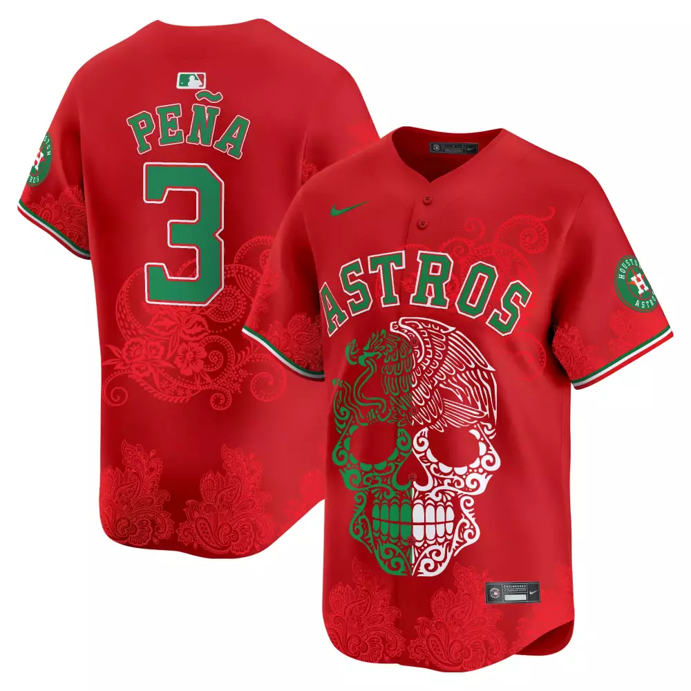 Jeremy Pea 3 Astros Jersey Red Day Of The Dead Houston Men Custom Design Green White