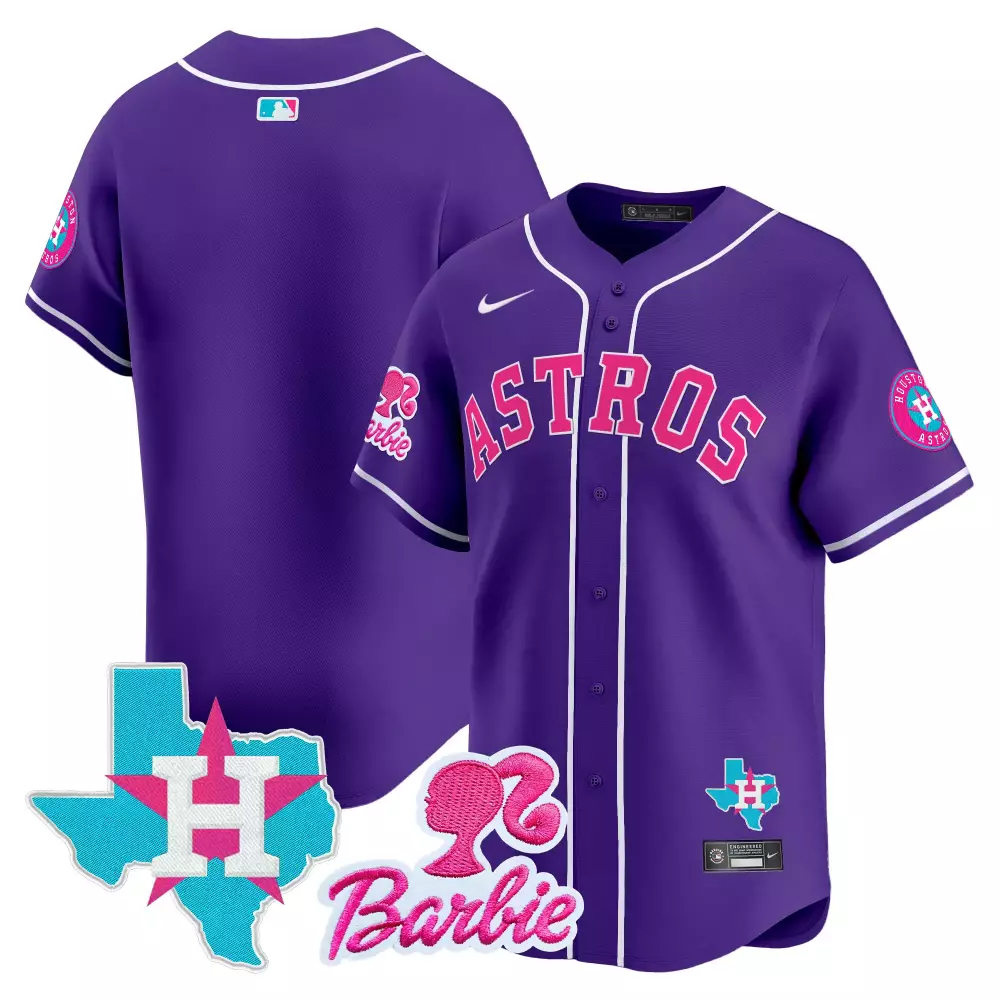 Bergman Barbie Houston Astros Jersey Purple Collaboration Texas Outline 2023 Men