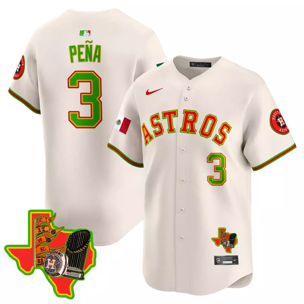 Jeremy Pena 3 Astros Jersey Cream City Connect Mexico Flag Texas Shape 2023 Men Green