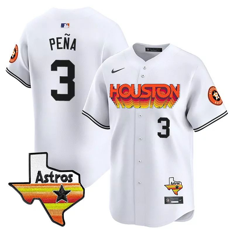 Jeremy Pena 3 Astros Jersey White City Connect Texas Shape Men Custom Design Orange