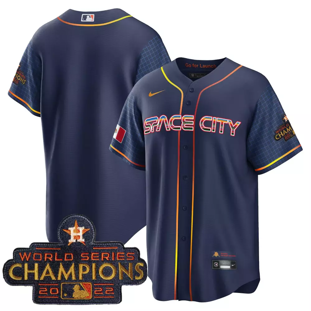 Alex Bregman 2 Houston Astros Jersey Navy Space City World Series Champions 2022 Mexico Flag