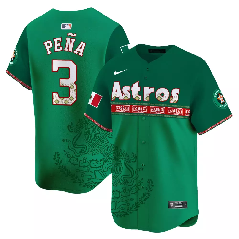 Jeremy Pena 3 Astros Jersey Green Cinco De Mayo Mexico Flag Men Custom Design White