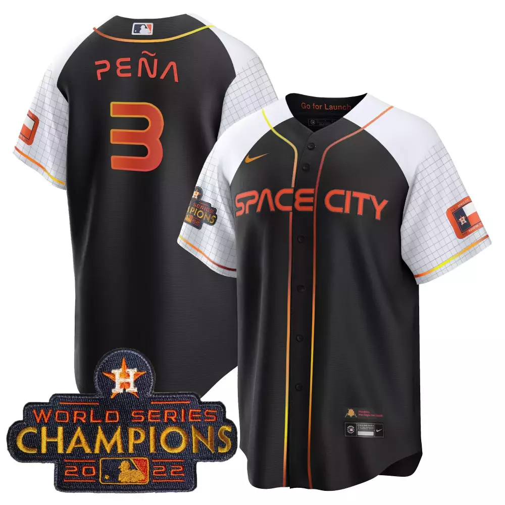 Jeremy Pena 3 Houston Astros Jersey Black Space City World Series Champions 2022
