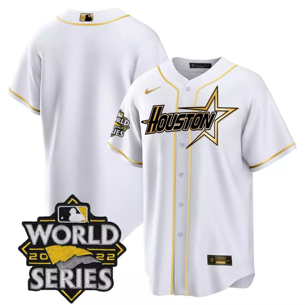 Jose Altuve 27 Houston Astros Jersey White 2022 World Series Men Alternate Gold Black
