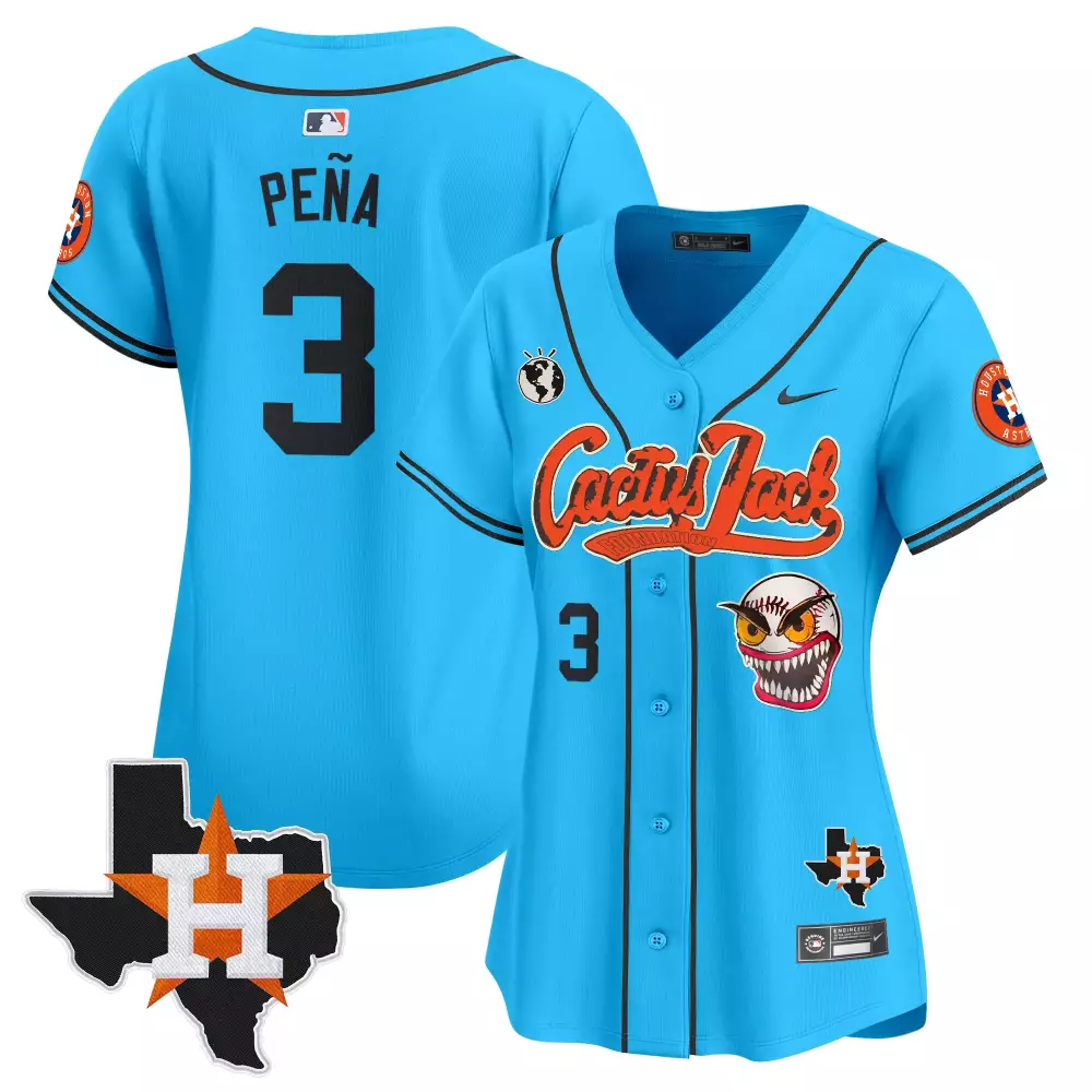 Jeremy Pena 3 Houston Astros Jersey Light Blue Cactus Jack 'h' Texas Outline Men