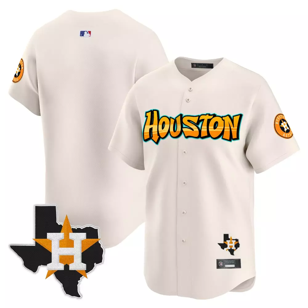 Cow Town Houston Astros Jersey Cream Men Orange Yellow Blue Vapor Embroidered