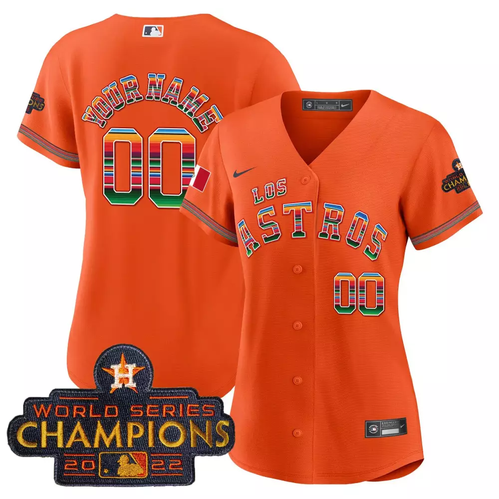 Custom Los Astros Jersey Orange Cinco De Mayo World Series Champions 2022 Multicolor