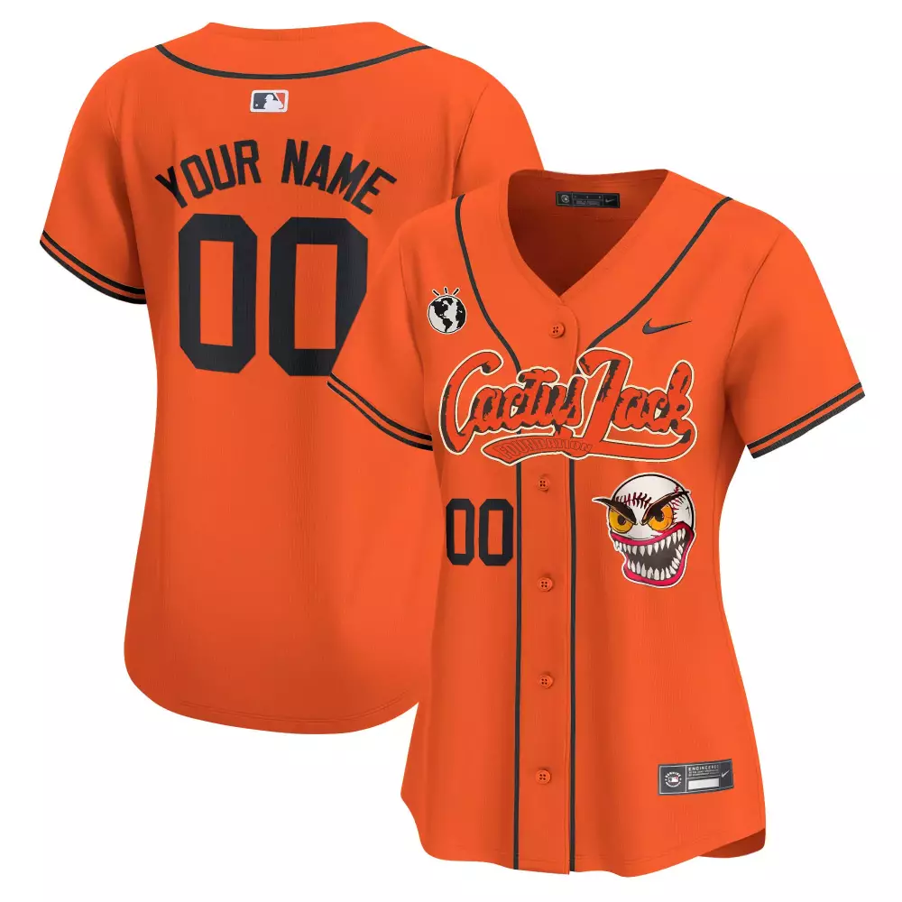 Custom Cactus Jack Jersey Orange Foundation Black Vapor Premier Limited Stitched
