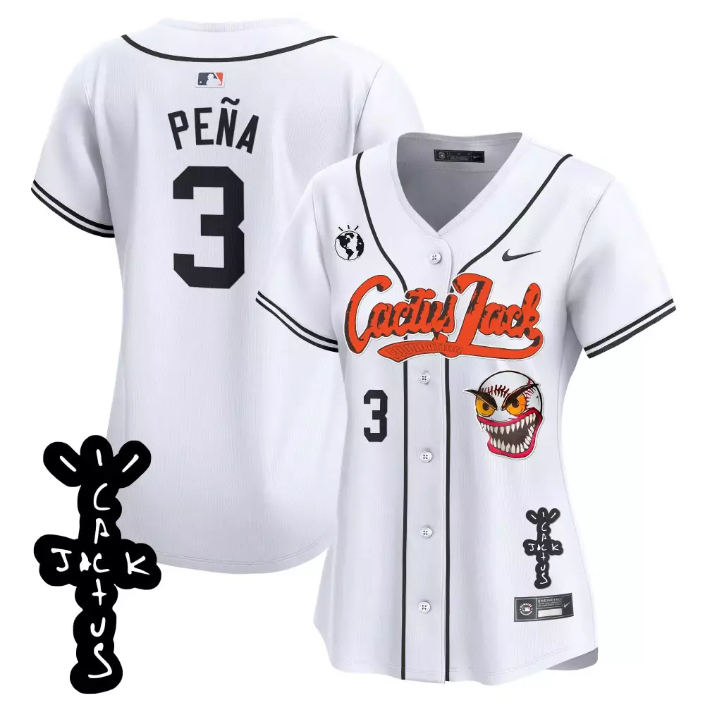 Jeremy Pena 3 Houston Astros Jersey White Cactus Jack Men Black Orange Vapor Premier