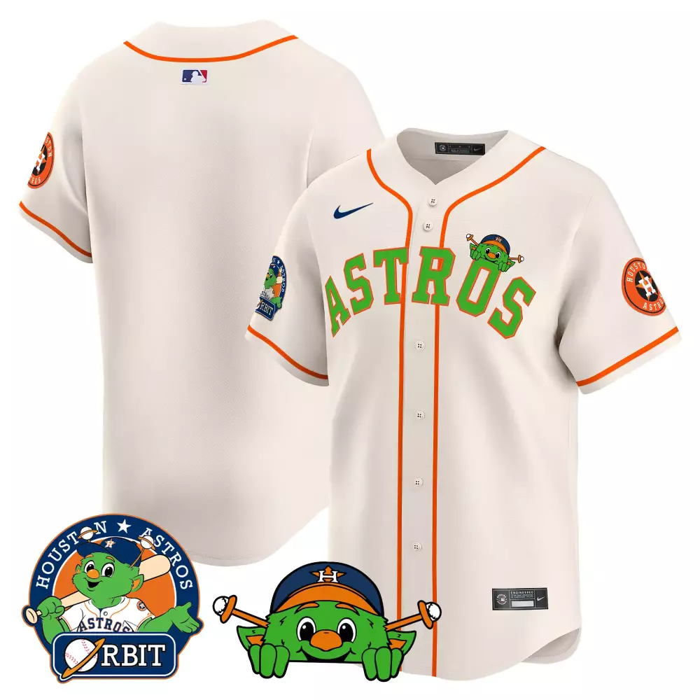 Orbit Houston Astros Jersey White Mascot Edition 'h' Baseball Orange Green All Stitched