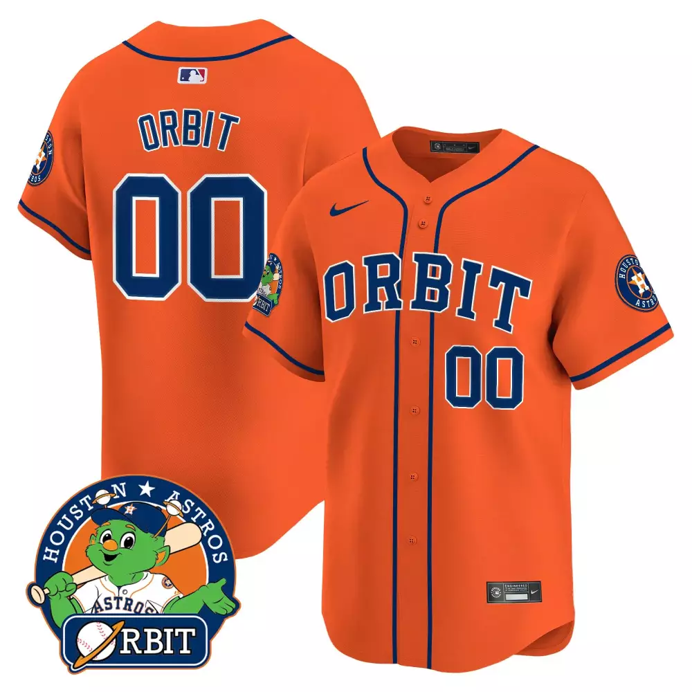 Orbit Houston Astros Jersey Orange Mascot Blue Vapor Premier Limited All Stitched